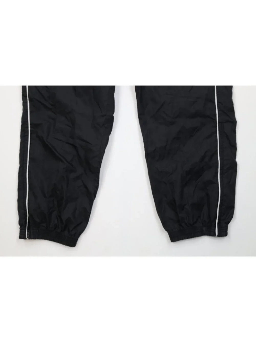 Vintage Y2K Adidas Mens XL Blank Striped Cuffed Windbreaker Joggers Pants Black